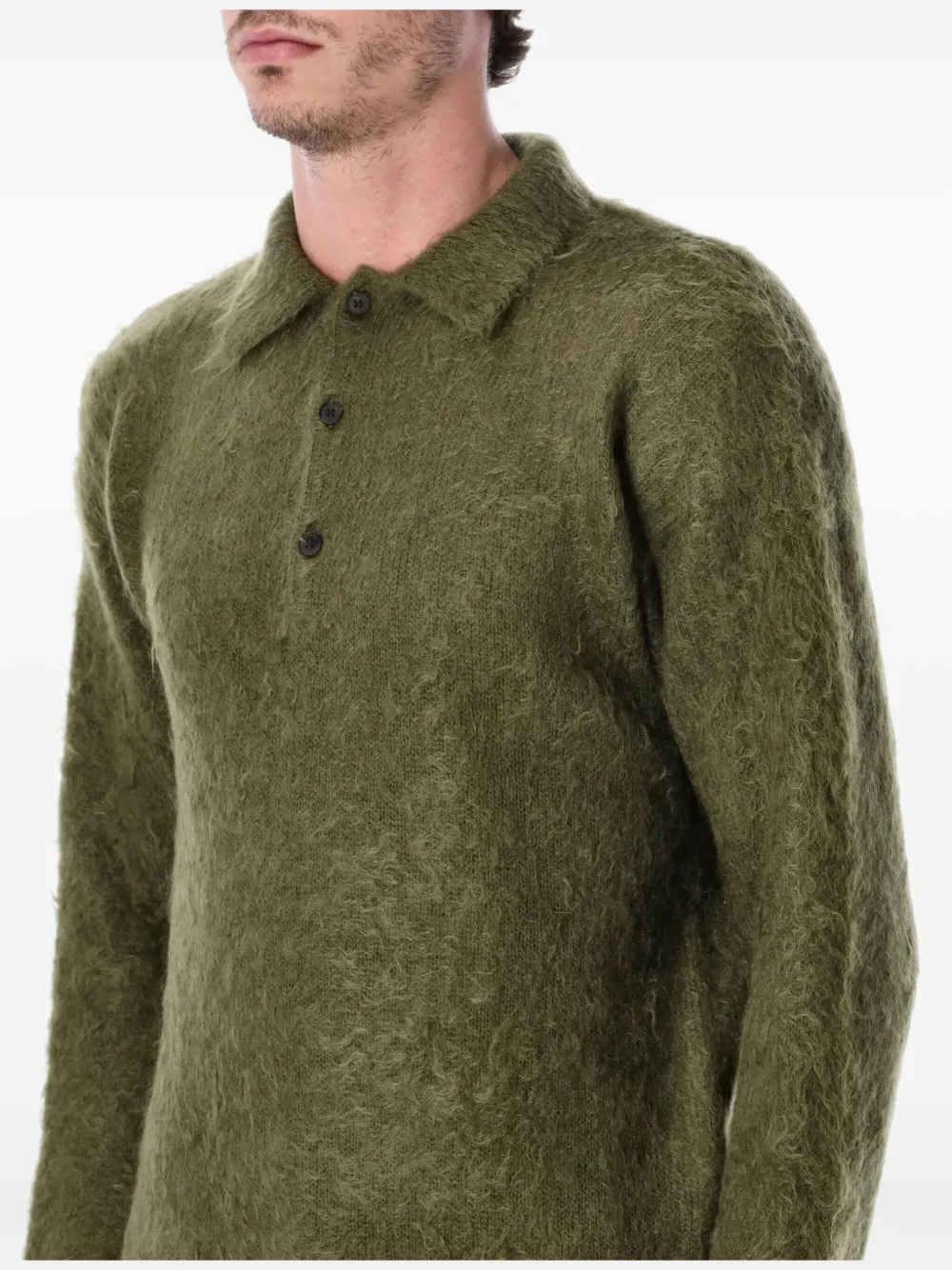 Auralee placket-buttons sweater Groen