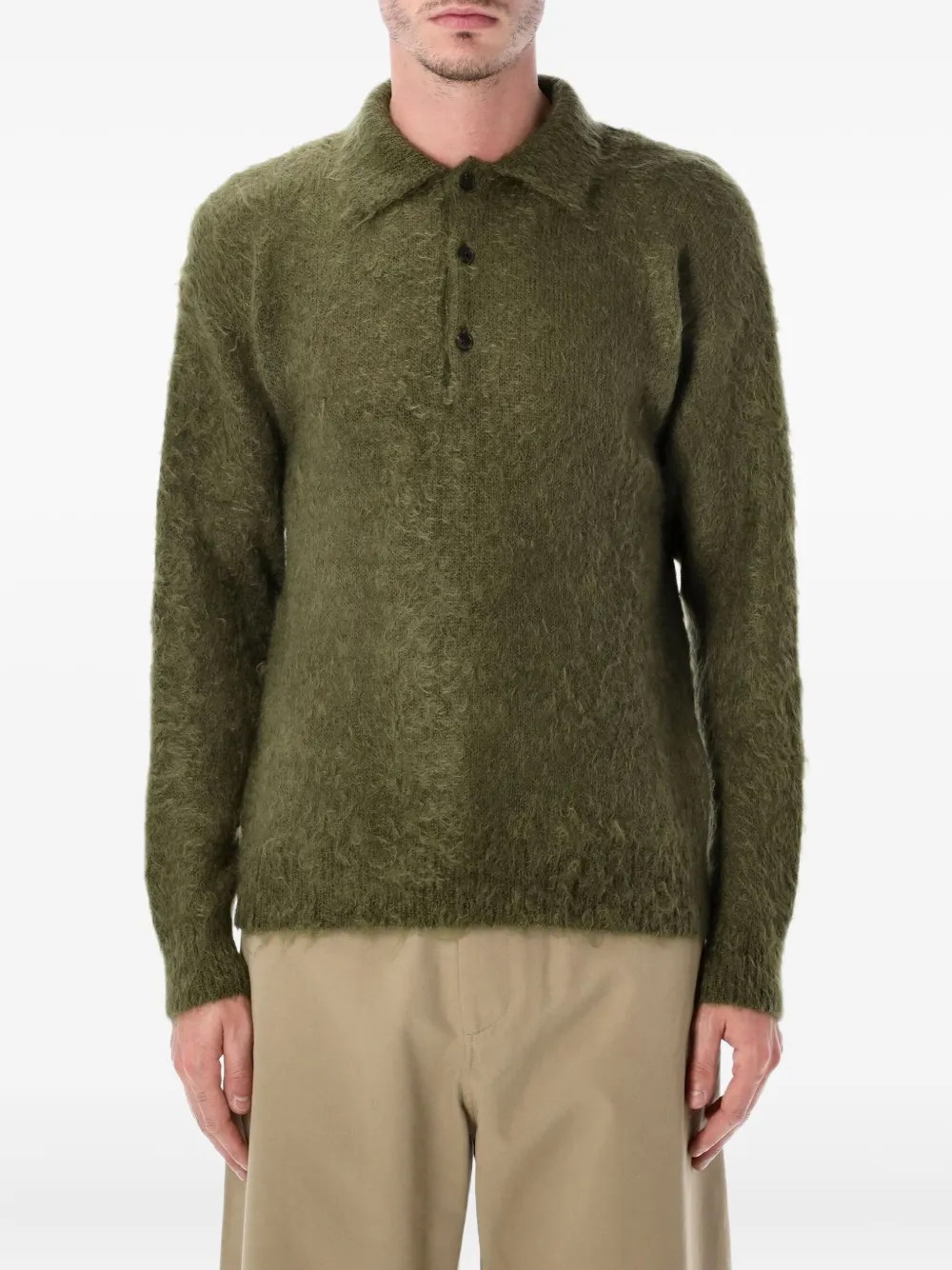 Auralee placket-buttons sweater | Green | Image 1