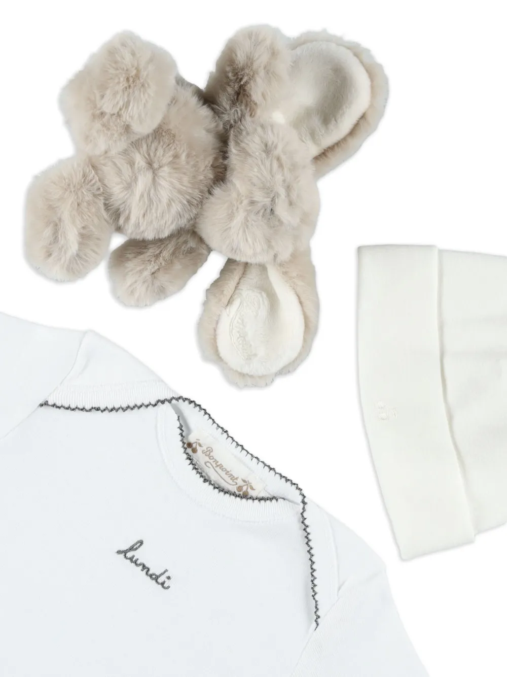 Bonpoint Day-of-the-Week set met borduurwerk Wit