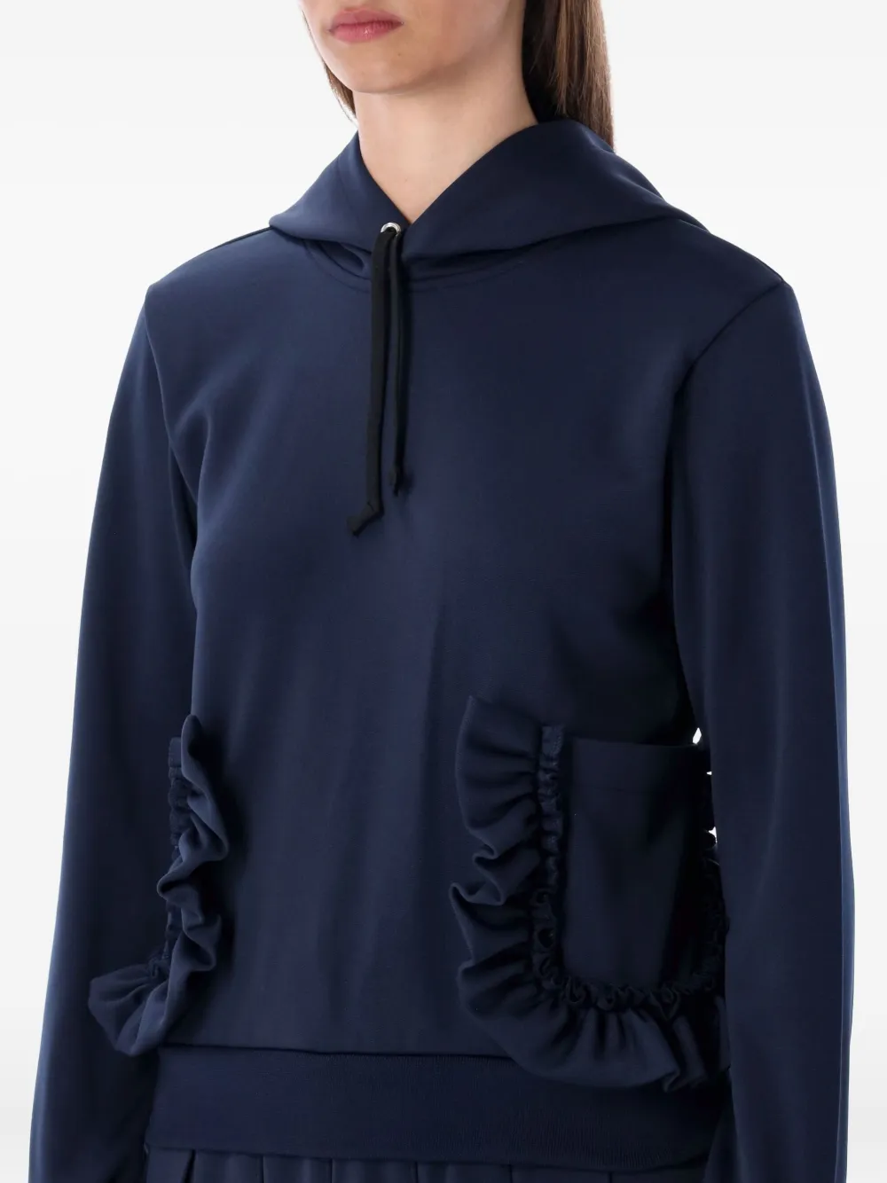 Comme Des Garçons Girl Trui met ruches en capuchon Blauw