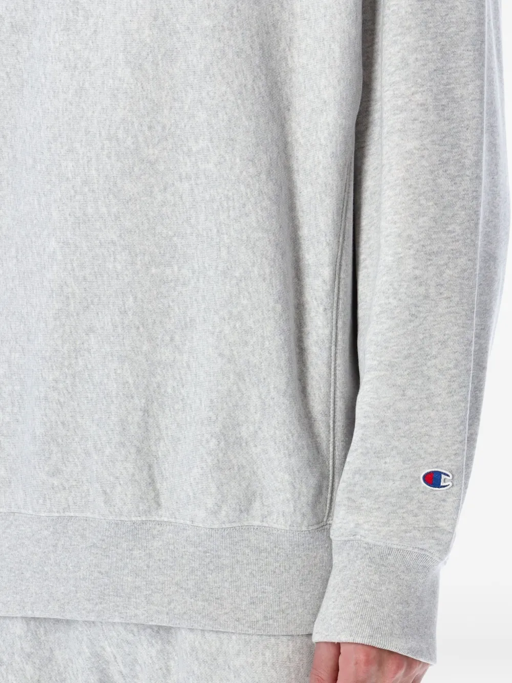 Champion Logo-patch Crew-neck Sweatshirt In Gray