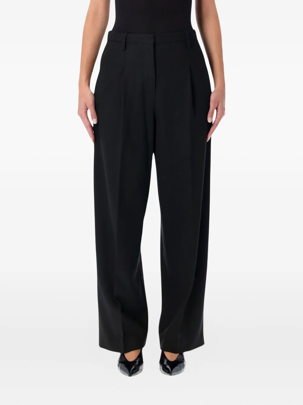 By Malene Birger Pleated Trousers With Pockets And Loops In Black