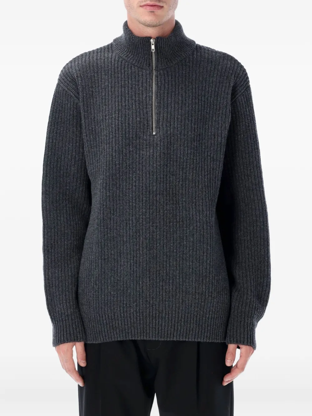 colorful standard ハーフジップ リブニットセーター - グレー colorful standard ハーフジップ リブニットセーター - グレー