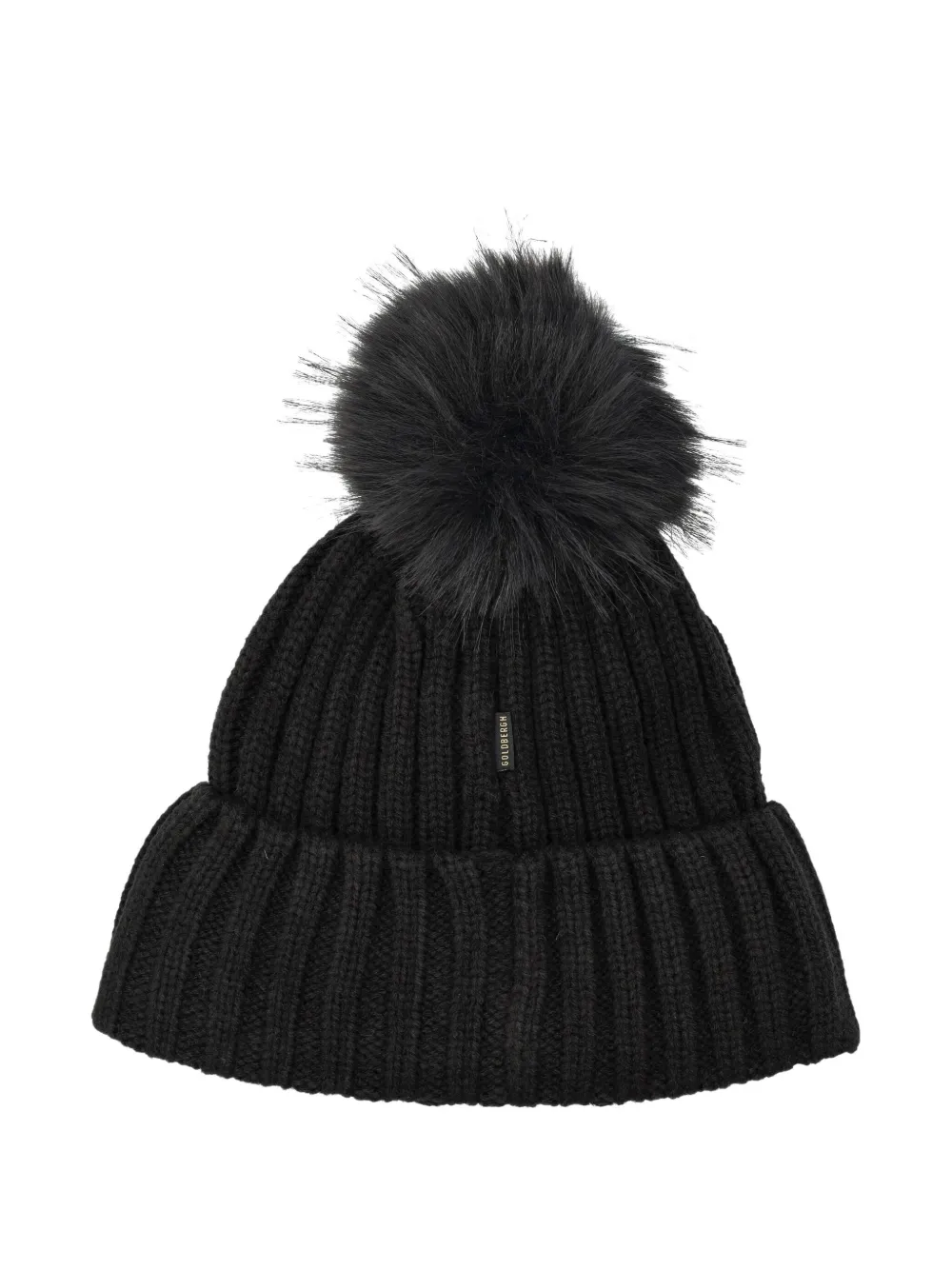 Goldbergh pompom ribbed beanie - Zwart