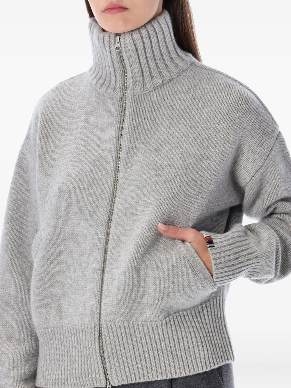 Extreme Cashmere Zip-up Long-sleeve Cardigan In Gray