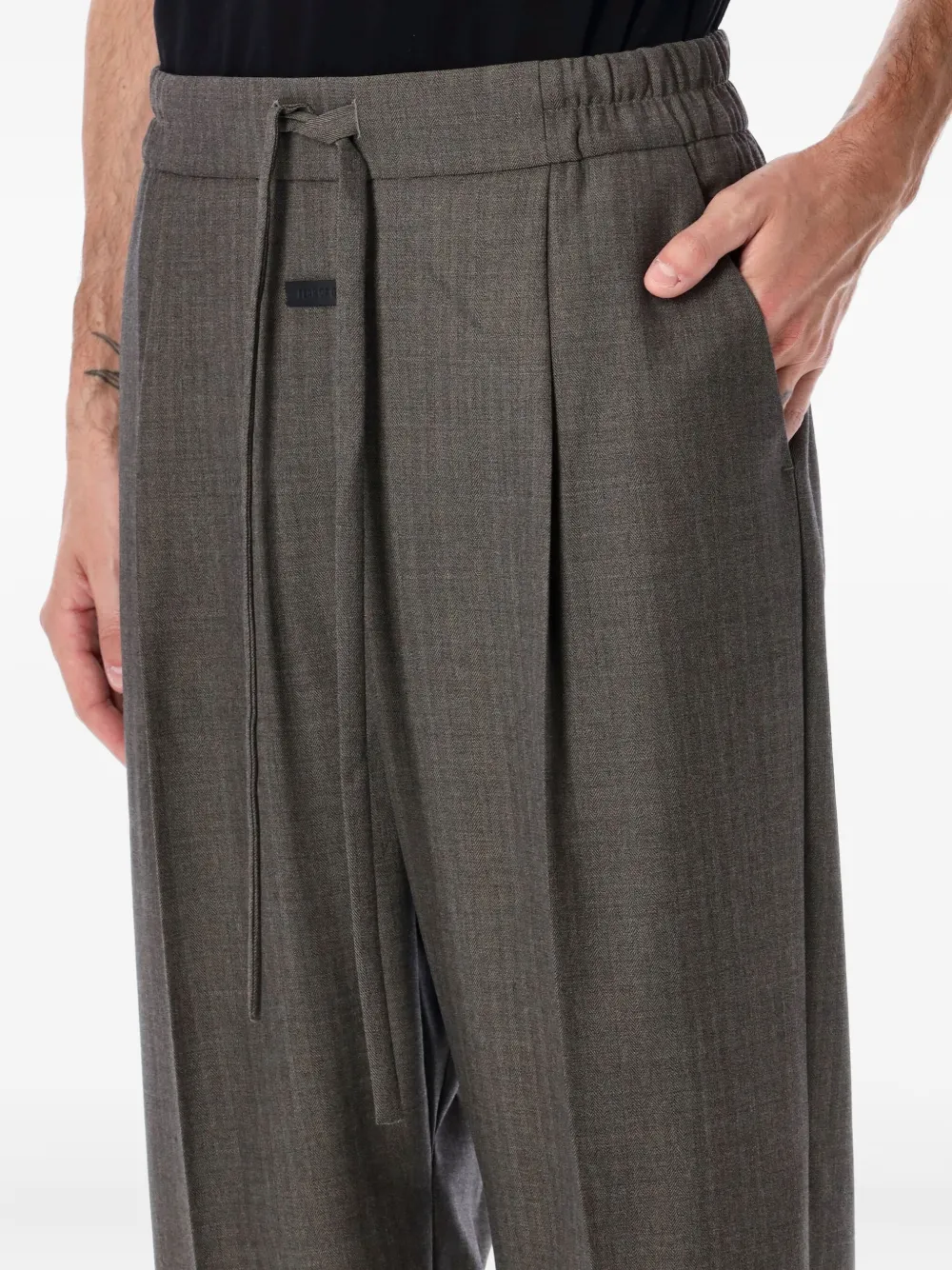 Fear Of God Heather Chevron Wool Drawstring Pants In Gray