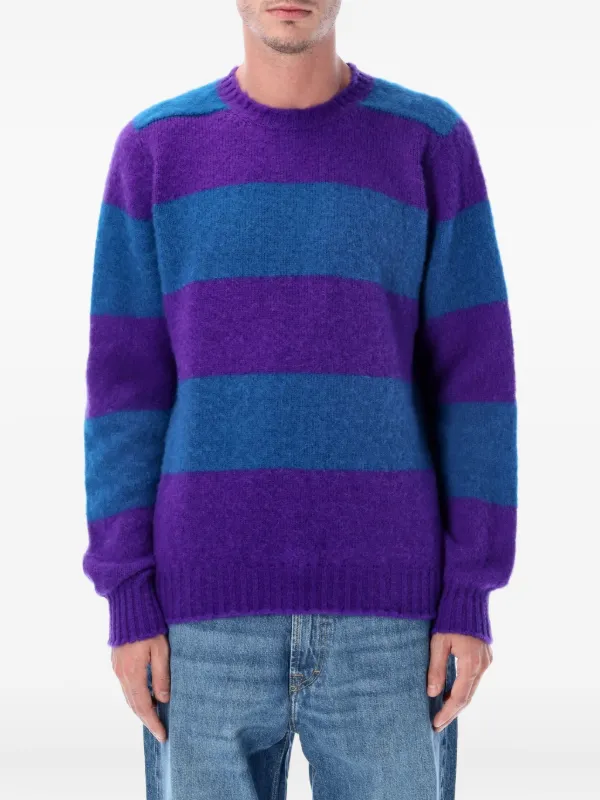 Howlin' striped-pattern crew-neck Sweater Purple FARFETCH TR