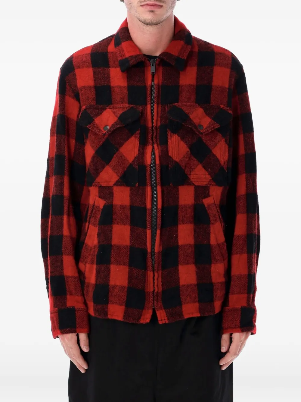 Junya Watanabe MAN checked zip-up jacket - レッド Junya Watanabe MAN checked zip-up jacket - レッド