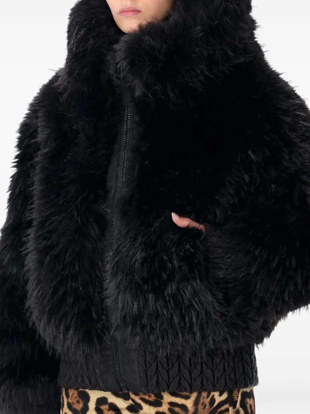 Goldbergh Jas van imitatiebont Zwart