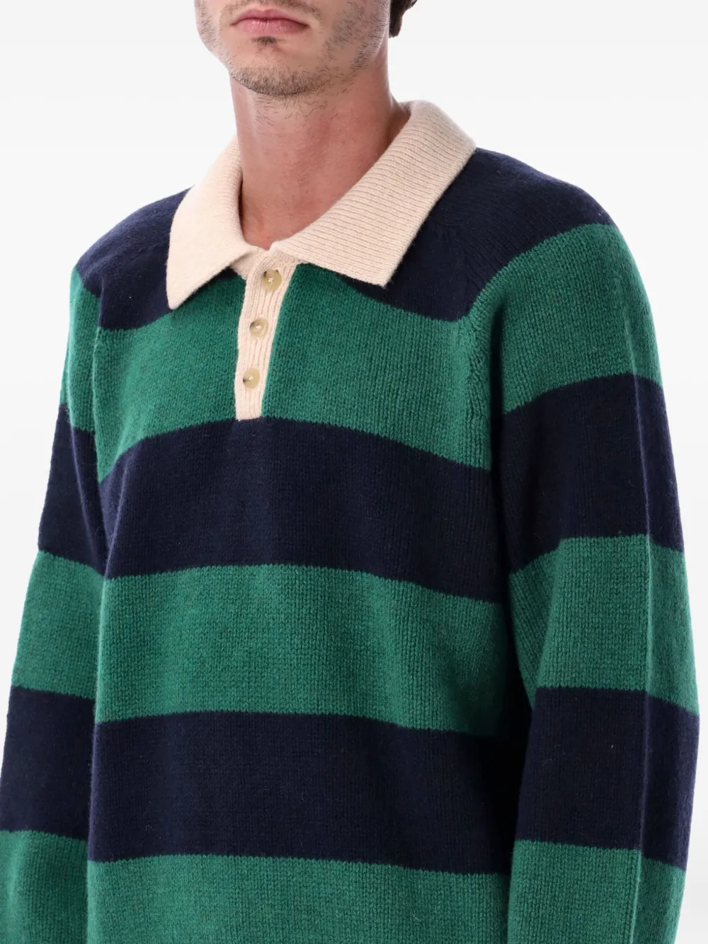 Howlin' Gestreept poloshirt met lange mouwen Groen