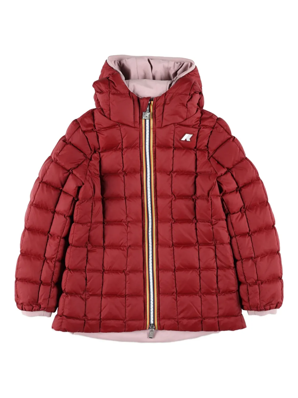 K Way Kids Gewatteerde jas met capuchon en rits Roze