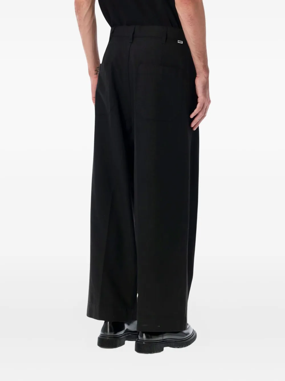 Obey Oliver geplooide broek - Zwart