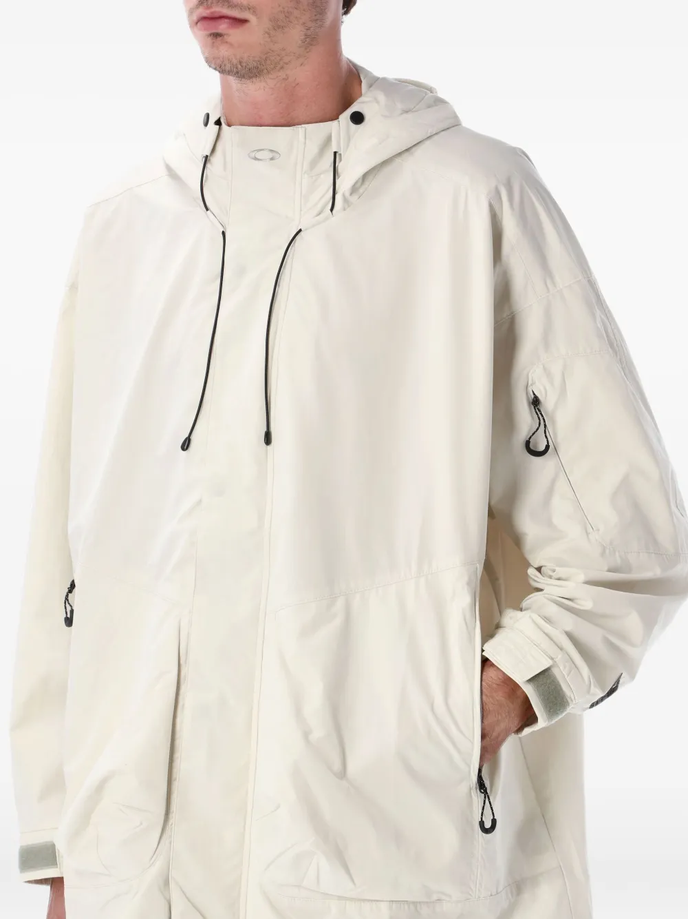 Oakley Long Hooded Jacket Adjustable Drawstrings In Neutral