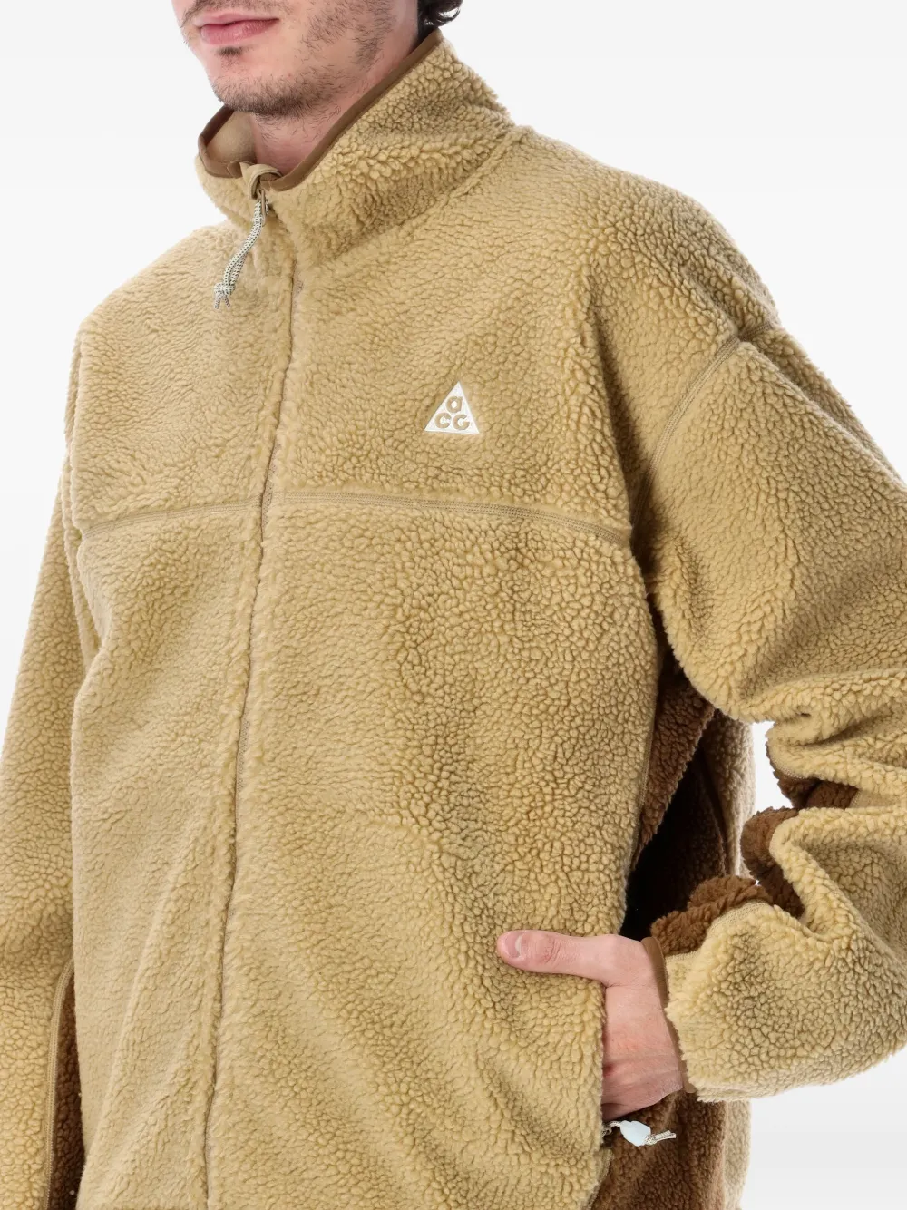 Nike embroidered ACG-logo zip-up jacket Beige
