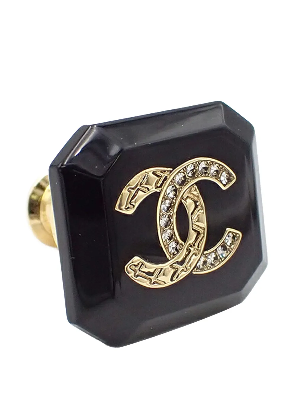 CHANEL Pre-Owned 2023 Resin Gold Plated CC Rhinestone Brooch costume brooch | Image 2