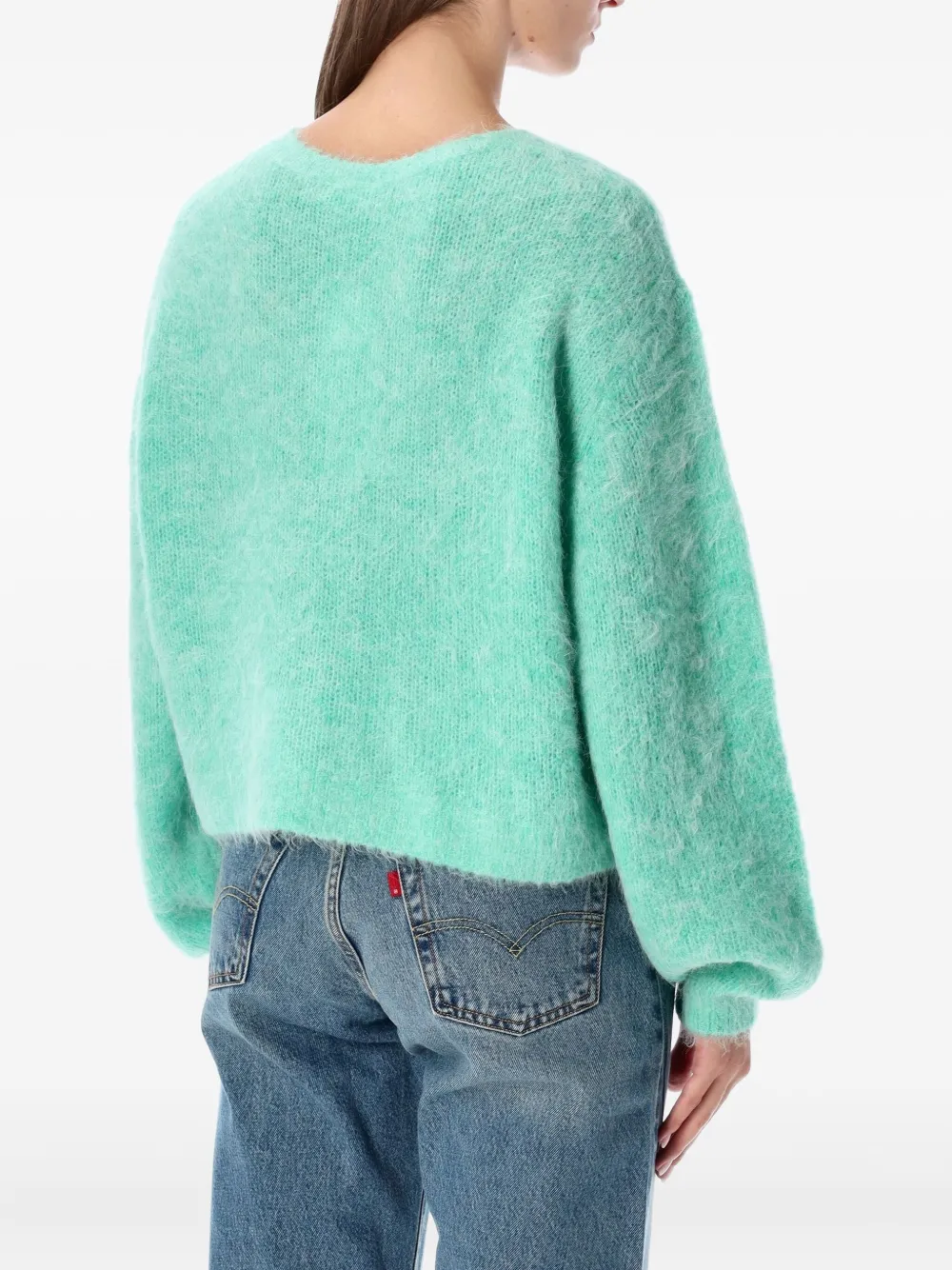 American Vintage Niby Brushed Alpaca-blend Cardigan In Green