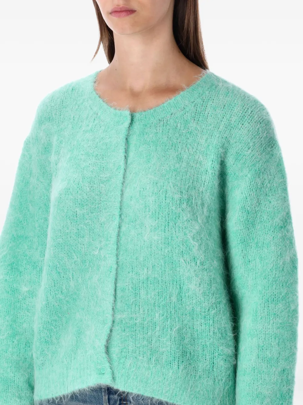 American Vintage Niby Brushed Alpaca-blend Cardigan In Green