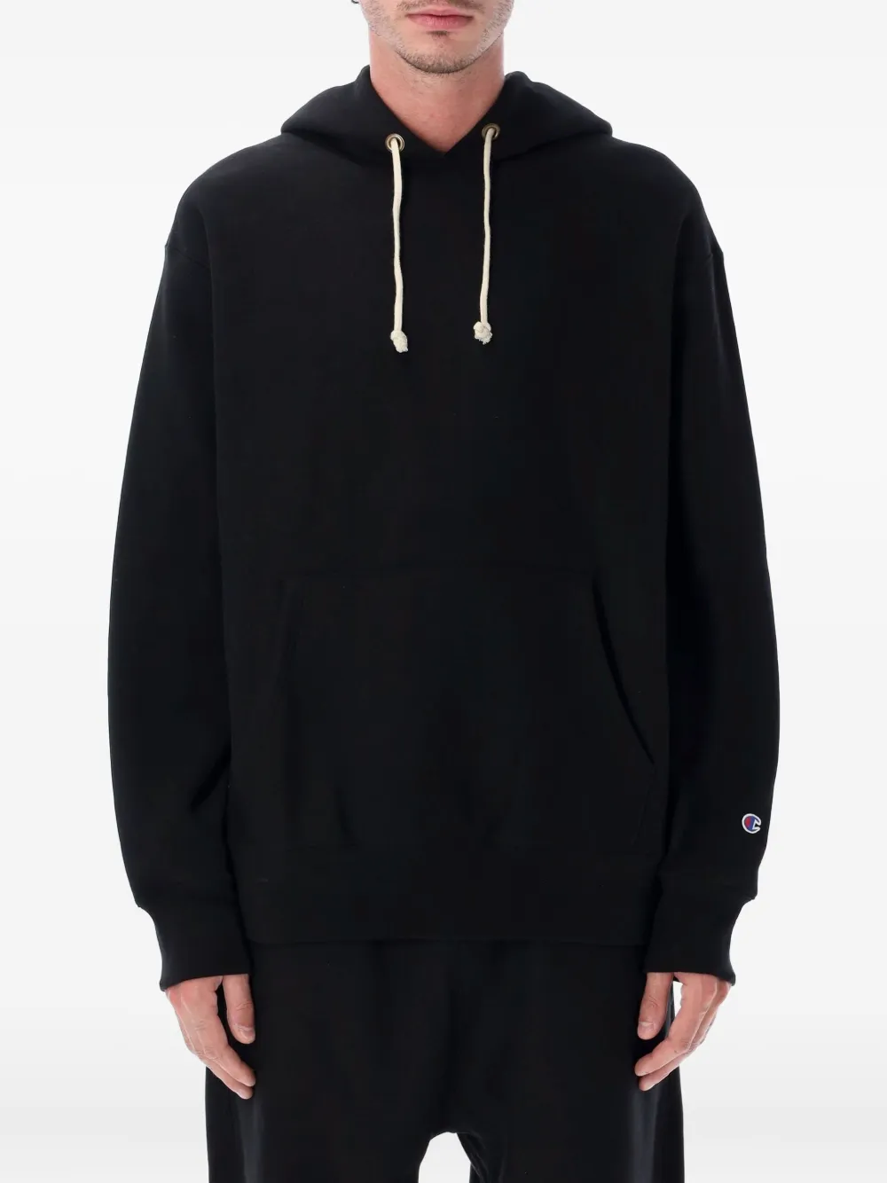Champion logo-patch hoodie | Black | Image 1