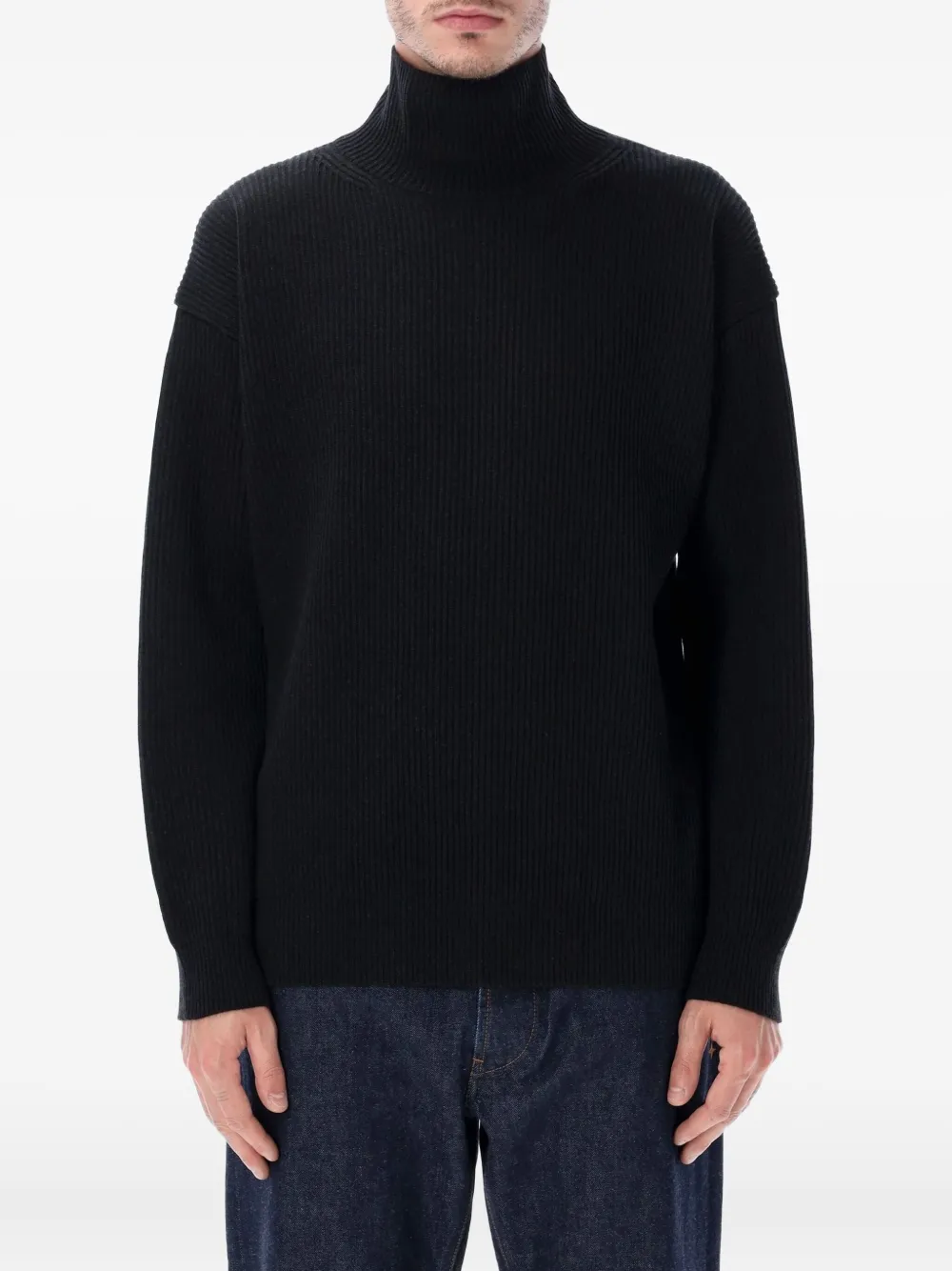 Auralee ribbed-turtleneck sweater - ブラック