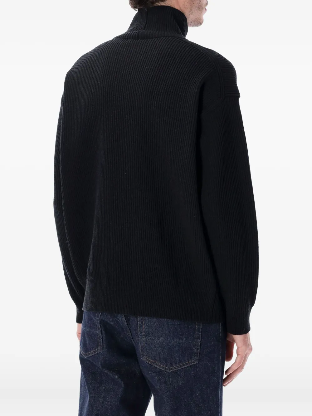 Auralee ribbed-turtleneck sweater - Zwart