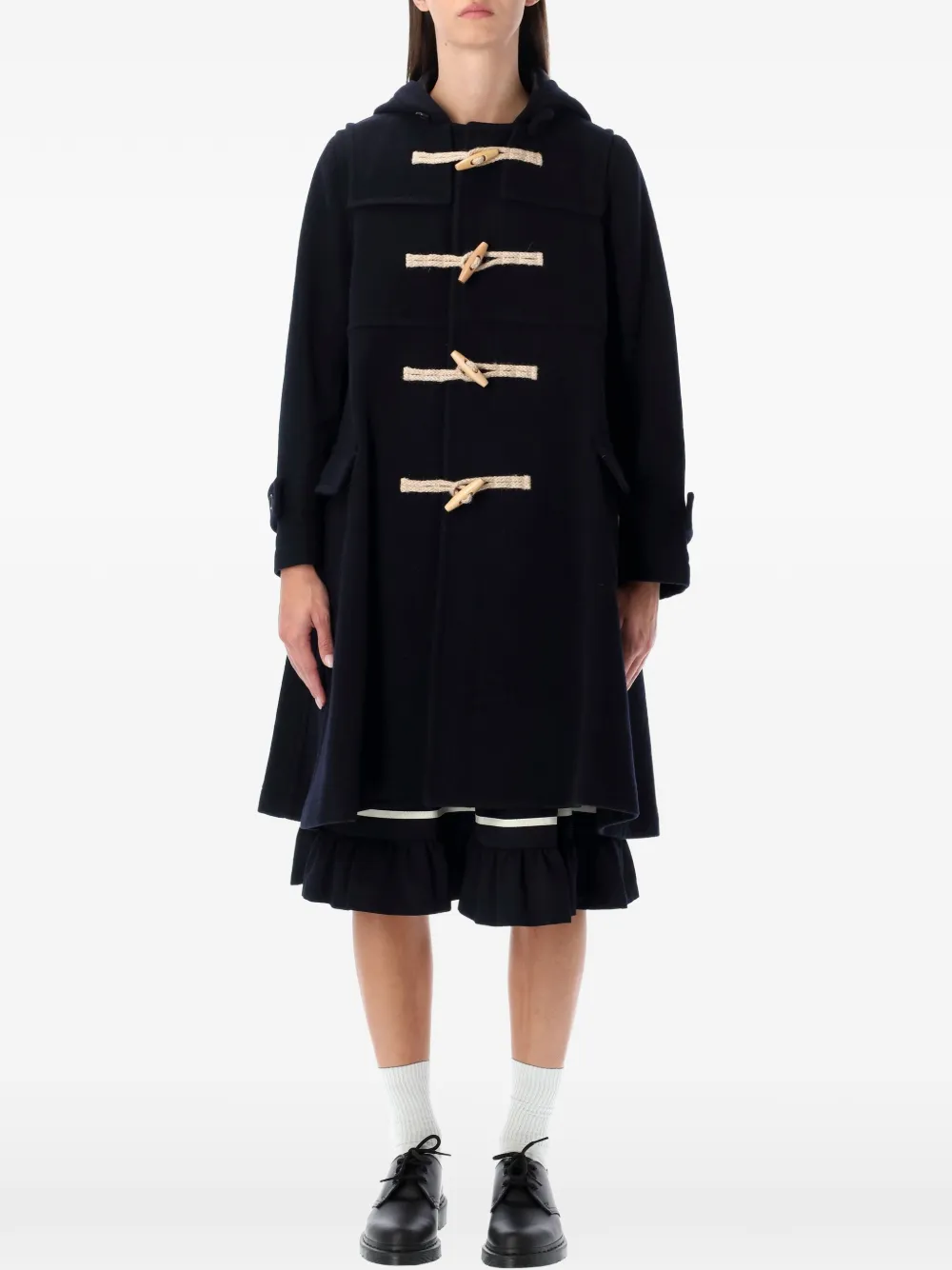 Comme Des Garçons Girl hooded toggle-fastening coat - Blu