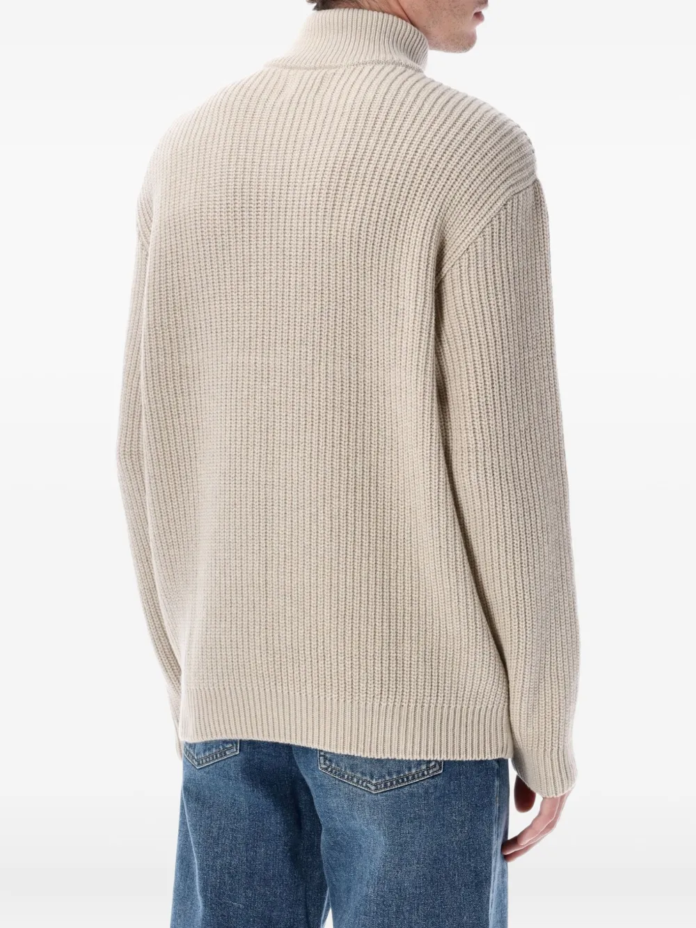 Colorful standard half-zip ribbed sweater - Beige