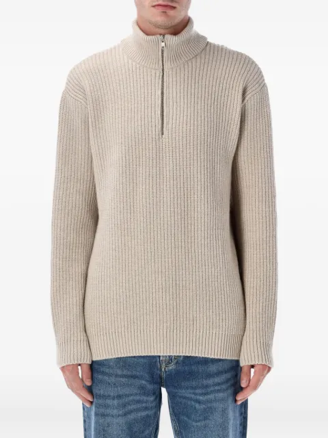 colorful standard half-zip ribbed sweater