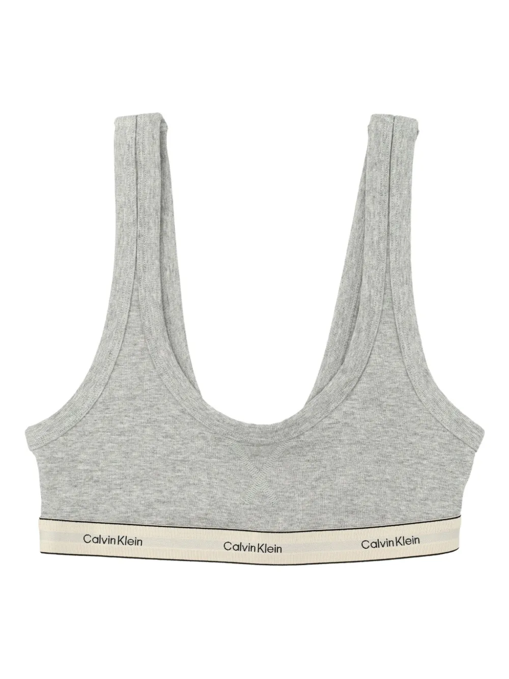 Calvin Klein Logo-band Bra In Gray