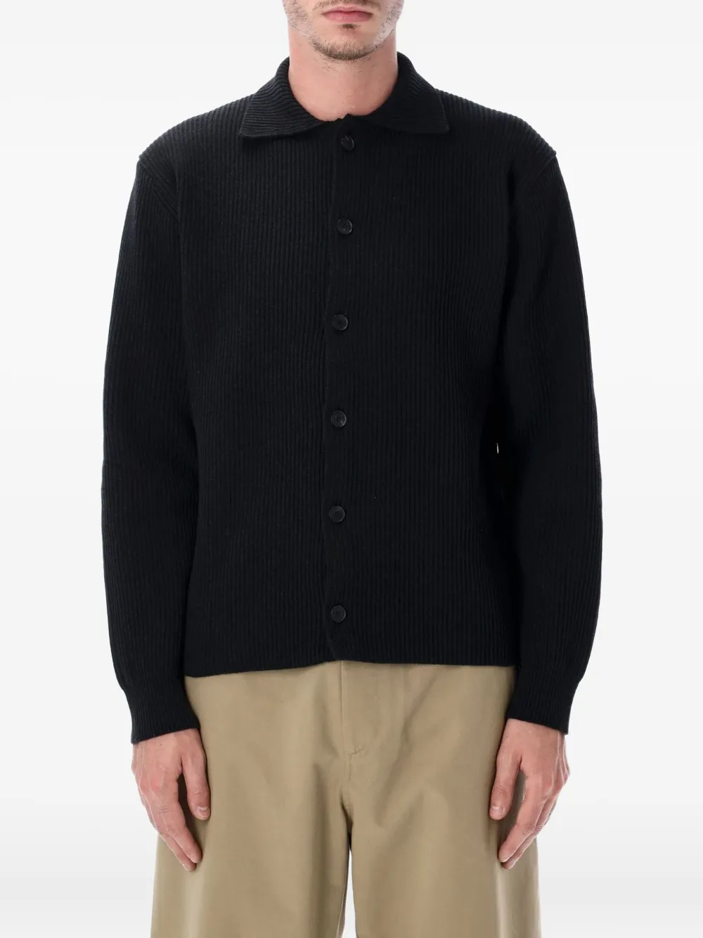 Auralee polo-collar cardigan - ブラック