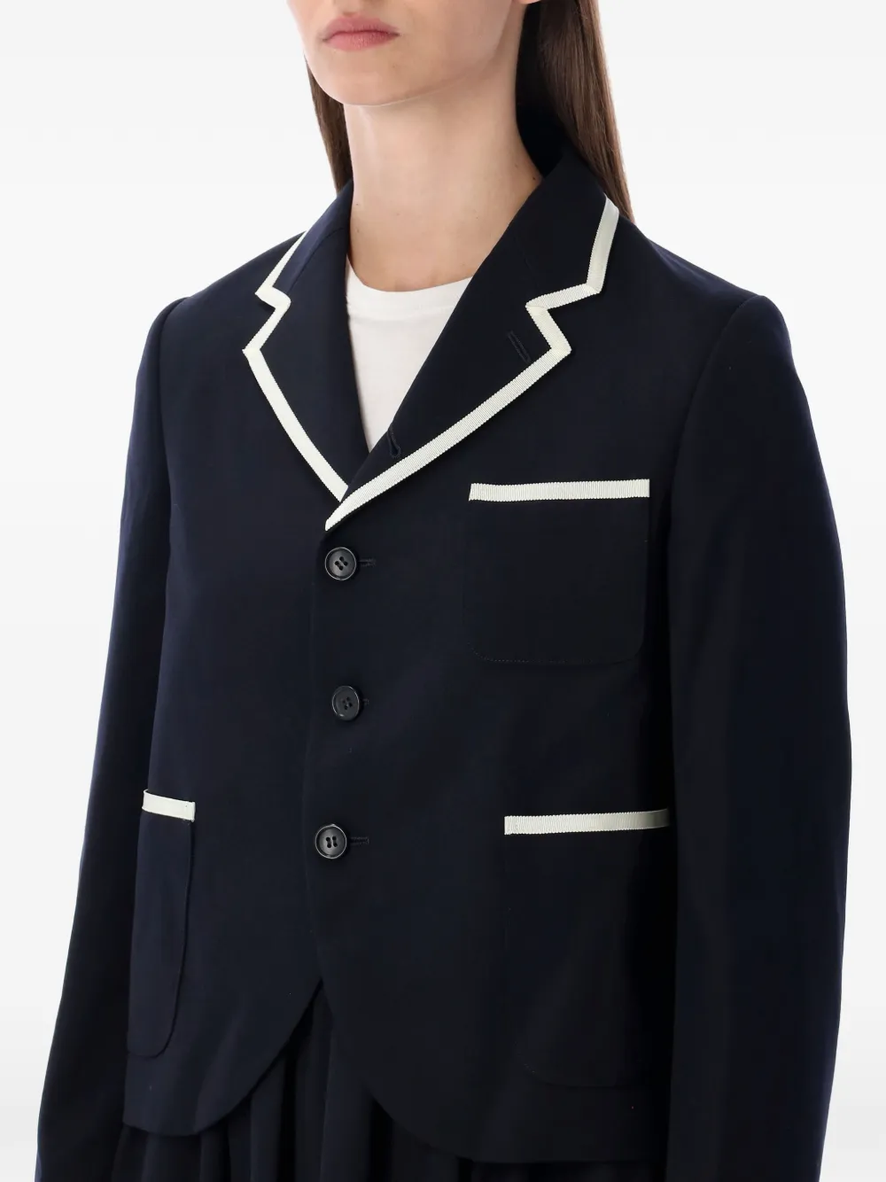 Comme Des Garçons Girl Piped-trim Jacket - Blue 