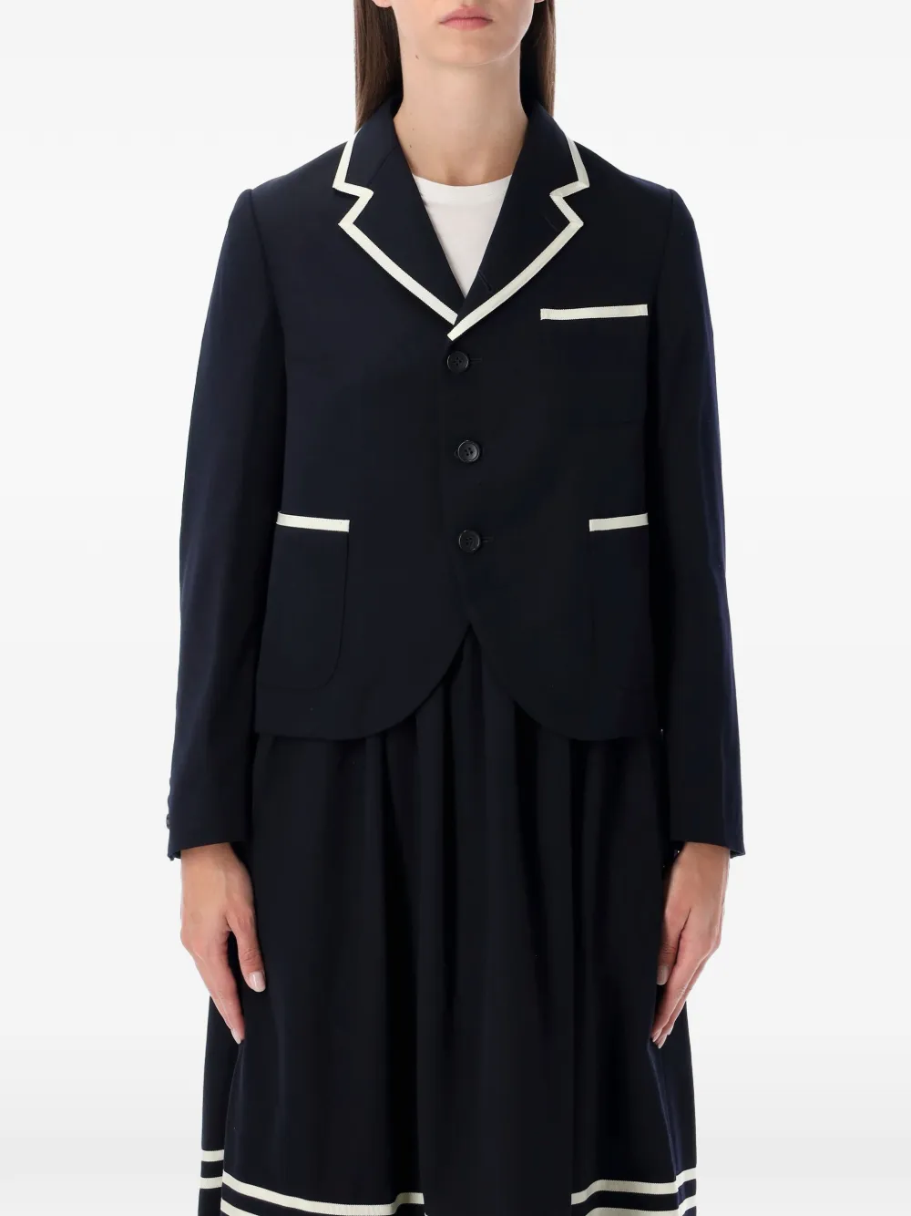 Comme Des Garçons Girl piped-trim jacket - Blau