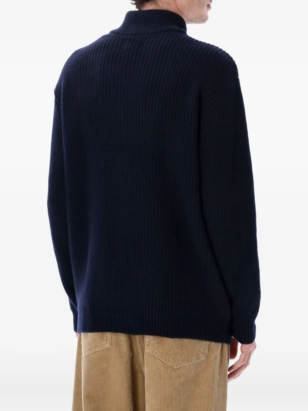 Colorful standard half-zip ribbed sweater - Blauw