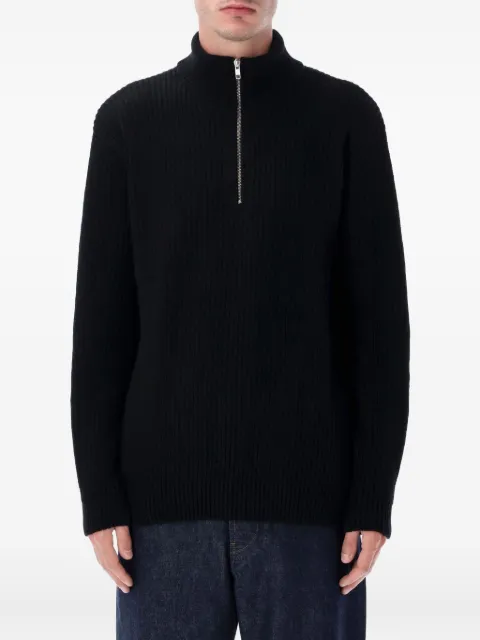 colorful standard ribbed half-zip sweater