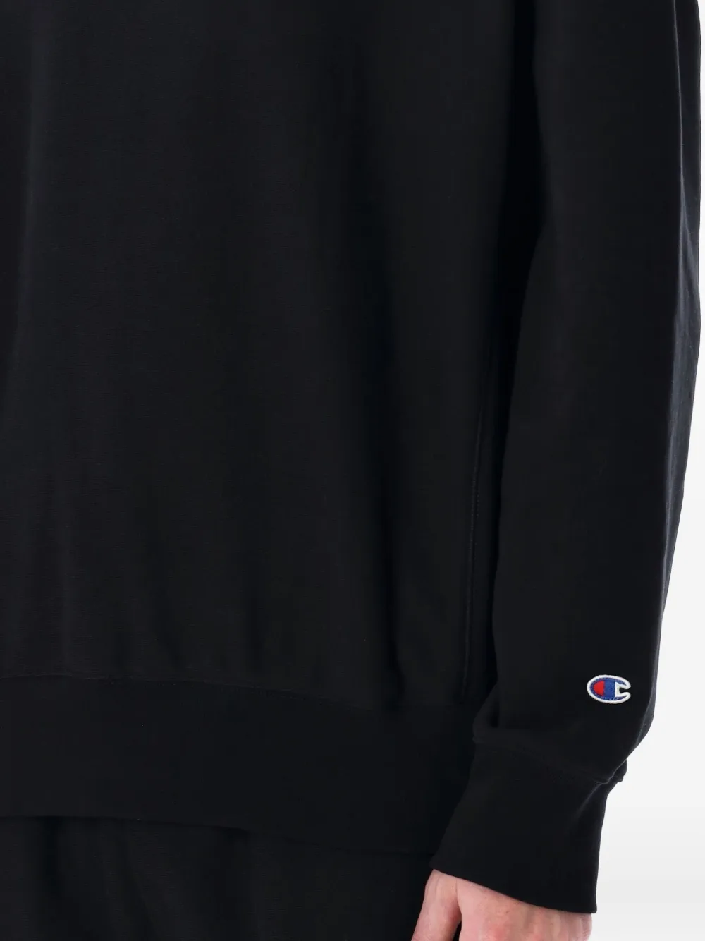 Champion Reverse Weave Crewneck Patch In Black