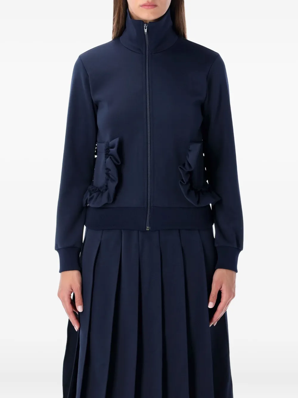 Comme Des Garçons Girl ruffled zip knitwear | Blue | Image 1