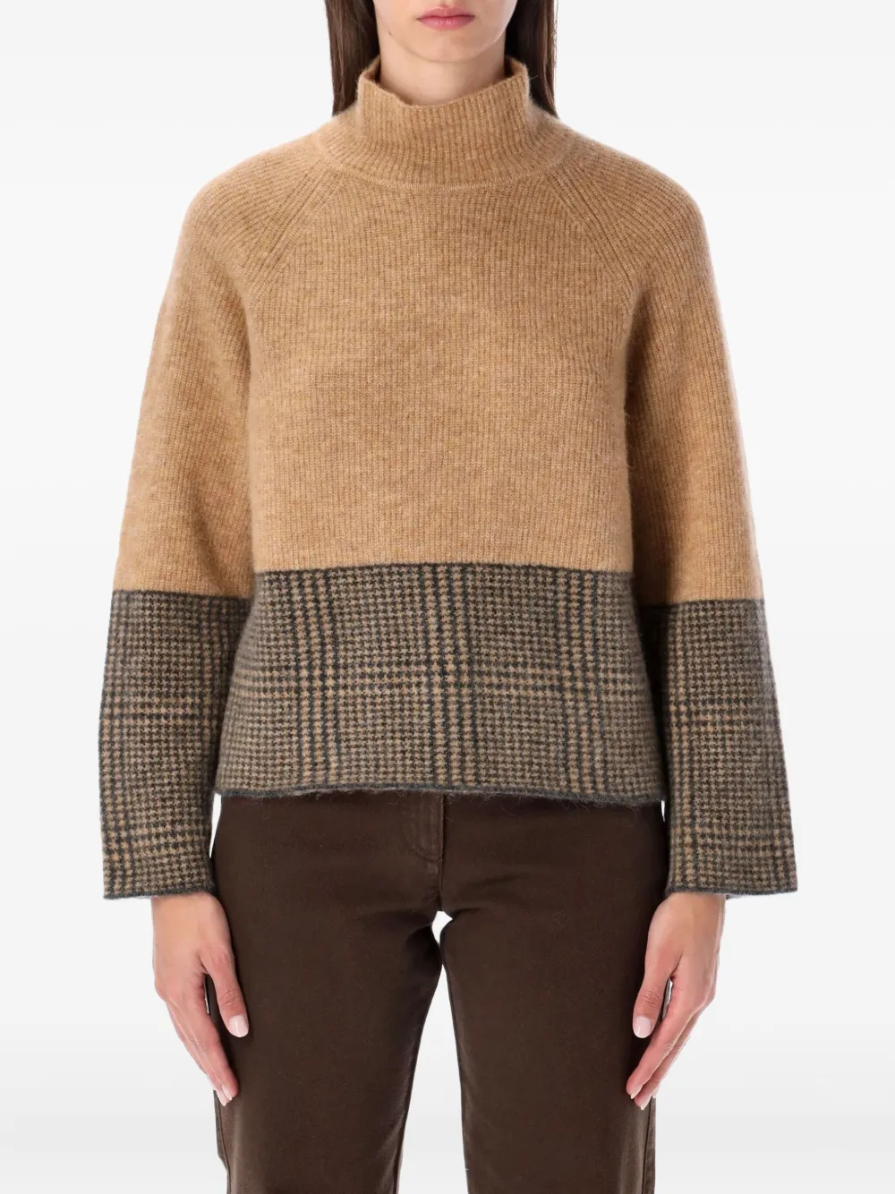 Emporio Armani turtleneck check knitwear | Brown | Image 1