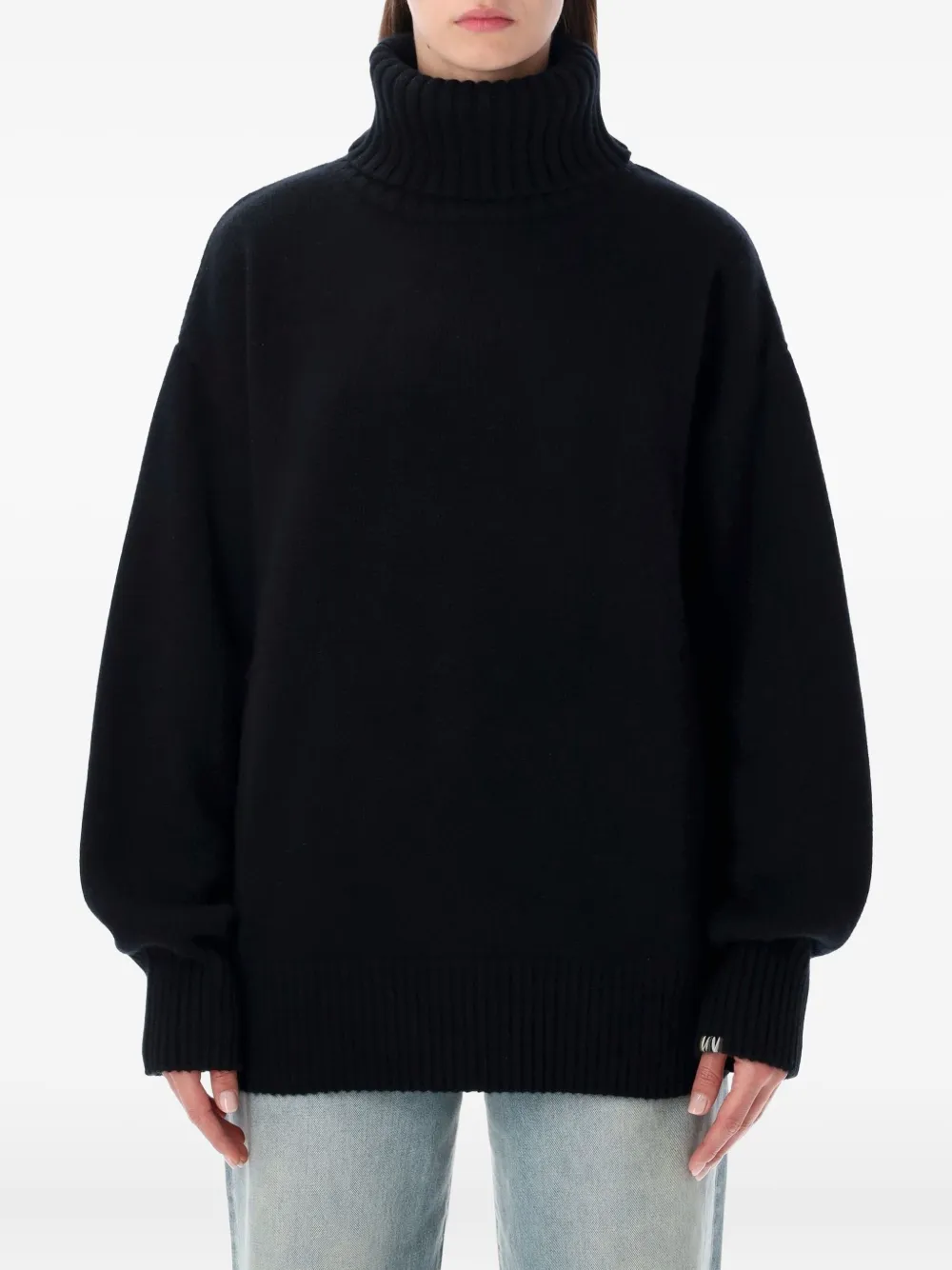 Extreme Cashmere Roll-neck Dropped-shoulders Sweater In Black