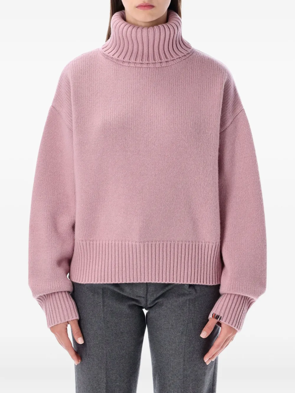 extreme cashmere ribbed roll-neck sweater - Pink