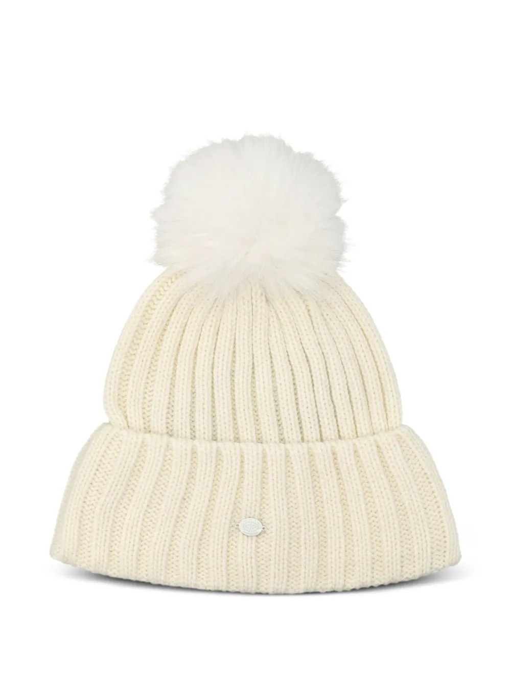 Goldbergh pompom ribbed beanie | Neutrals | Image 1
