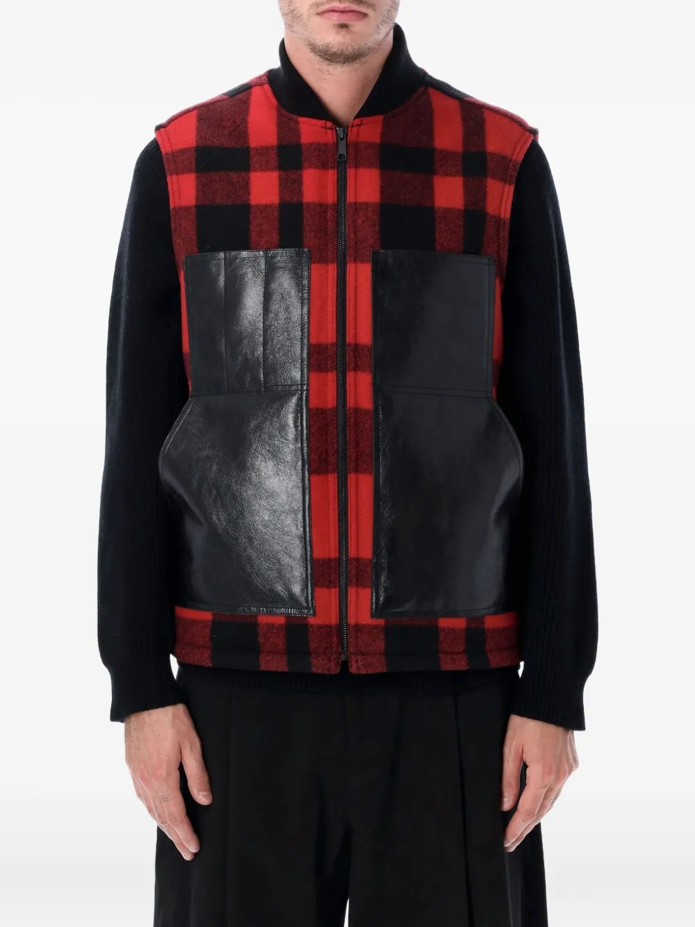 Junya Watanabe MAN check panelled vest | rojo | Image 1