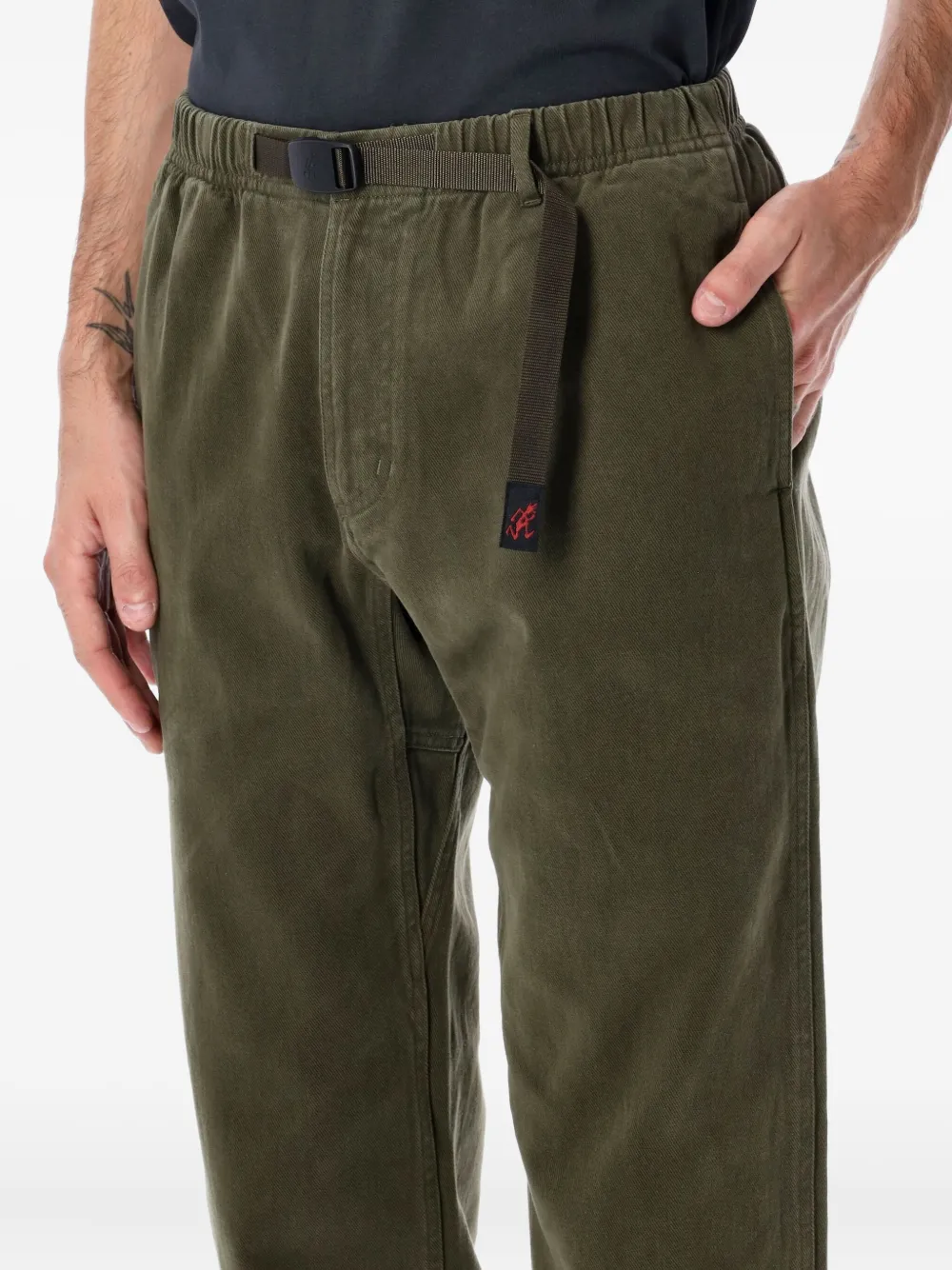 Gramicci Elasticated Belt Trousers In Green
