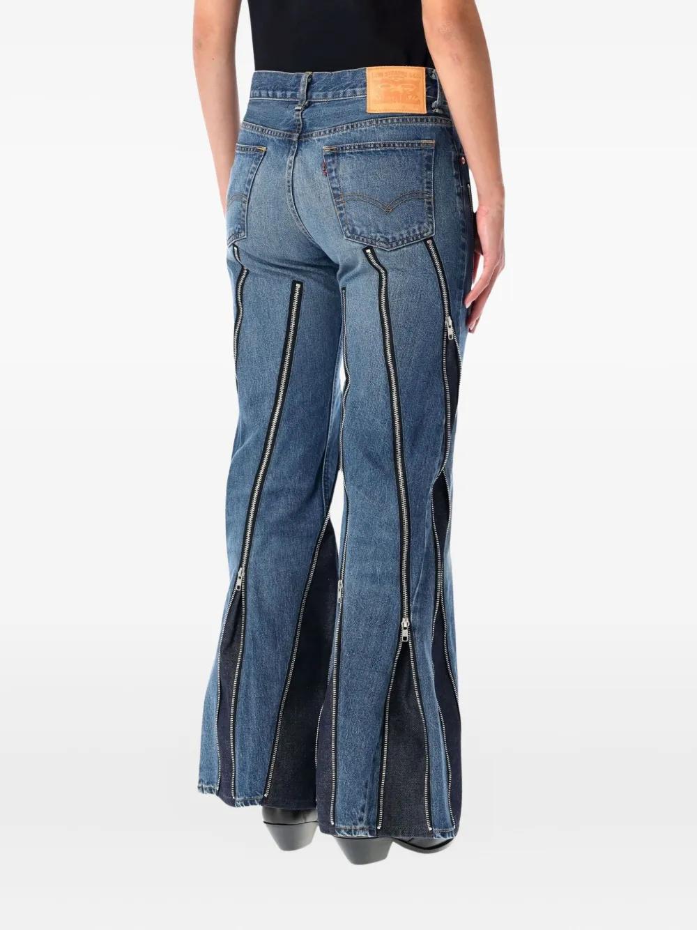 Junya Watanabe Zip Panelled Denim Jeans In Blue