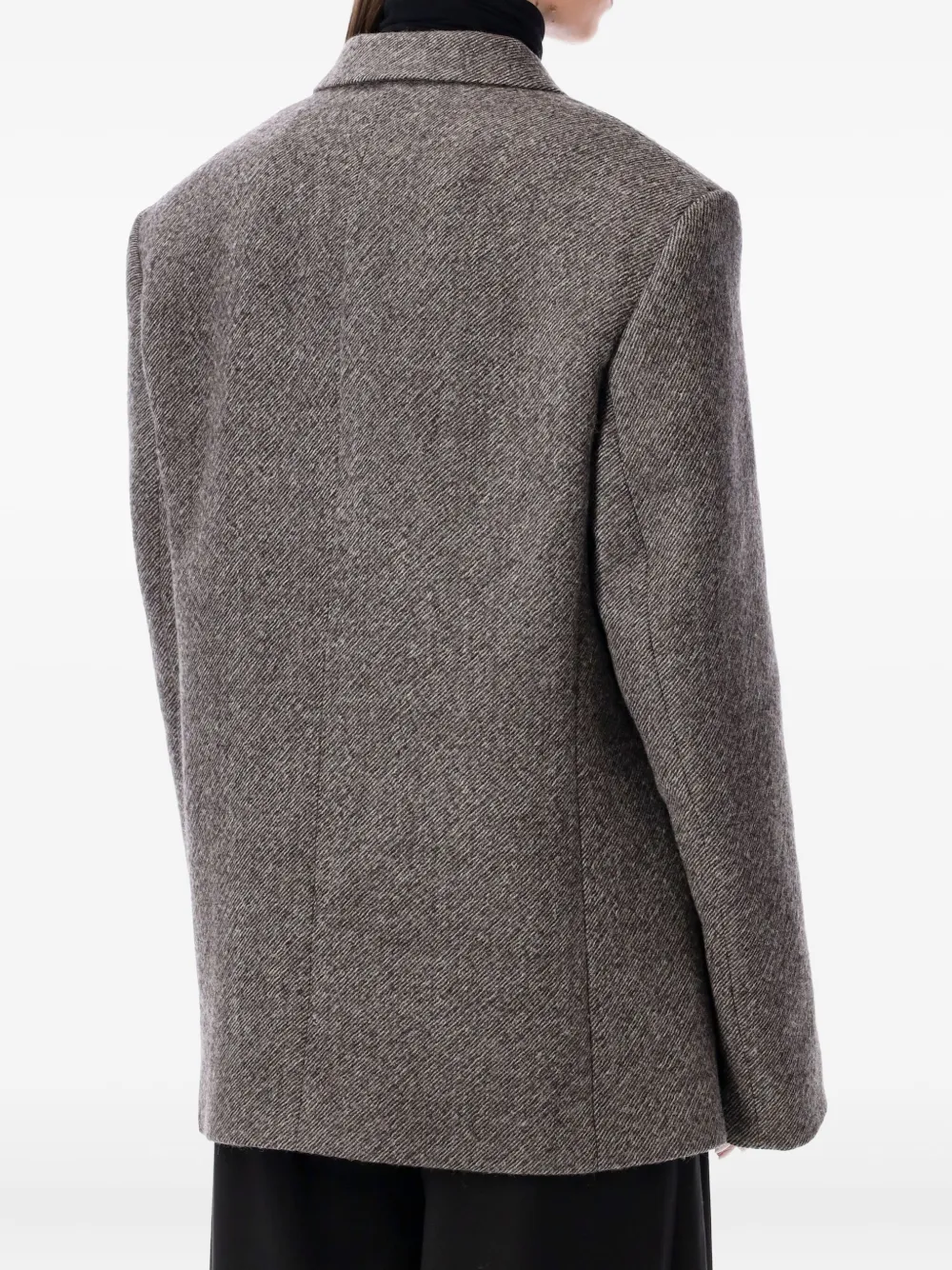 Magda Butrym Double Breasted Wool Chevron Jacket In Gray