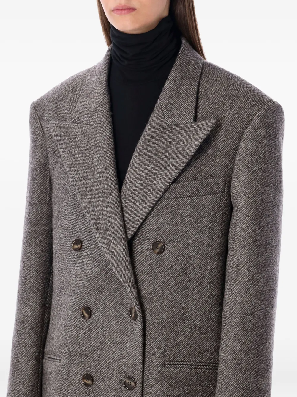 Magda Butrym Double Breasted Wool Chevron Jacket In Gray