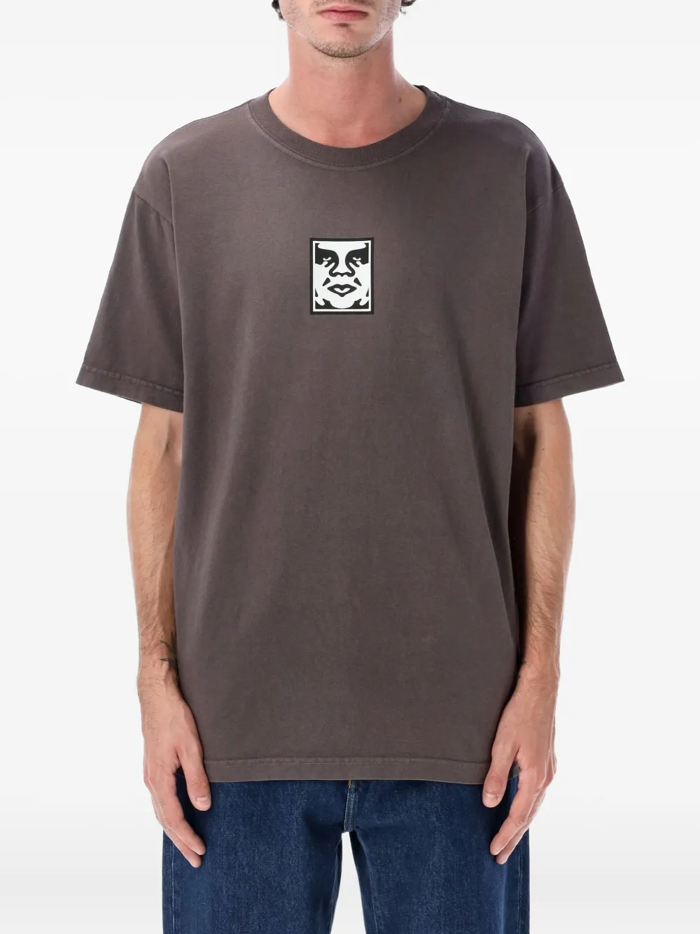 Obey Icon Face Pigment Dyed Heavyweight T-shirt In Brown