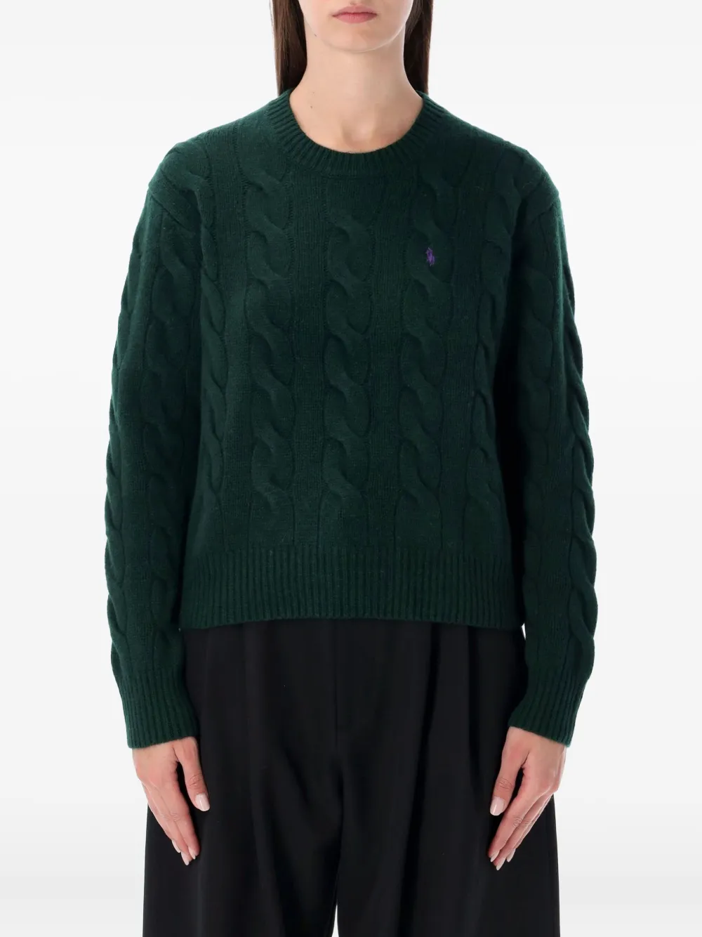 Polo Ralph Lauren Cable-knit Wool And Cashmere-blend Jumper In Green