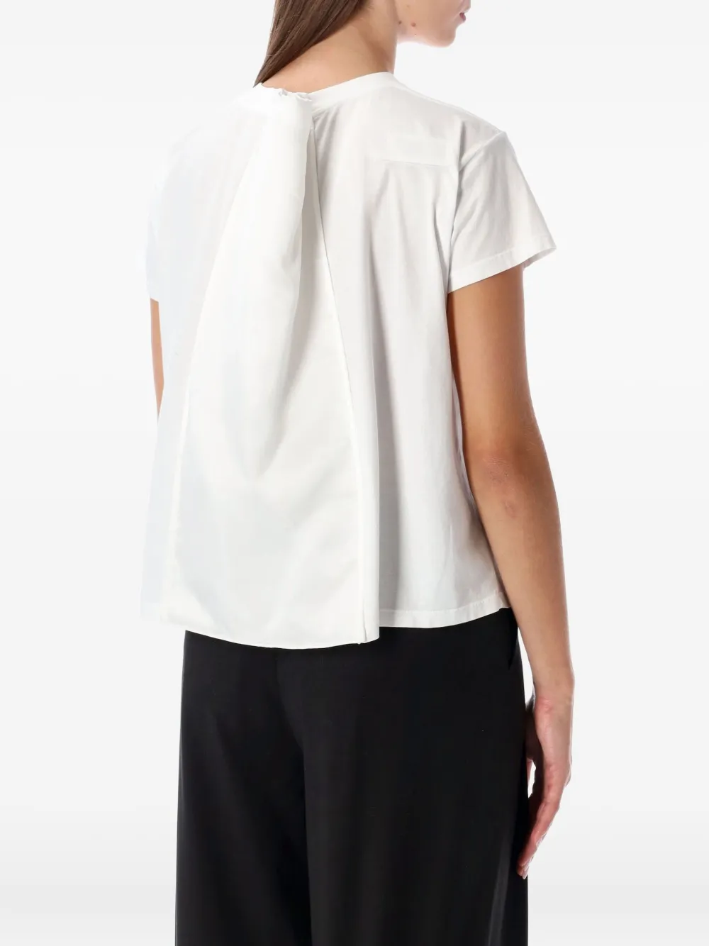 Mm6 Maison Margiela Back Detail Short Sleeve Crew Neck Top In White
