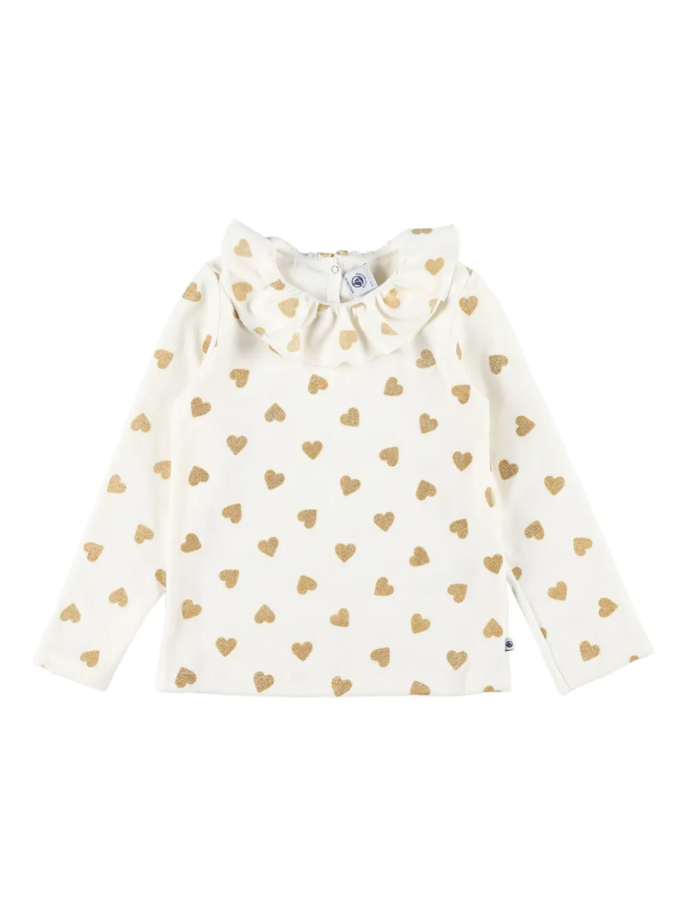 Petit Bateau Ruffled Heart-print Pyjama Set In White