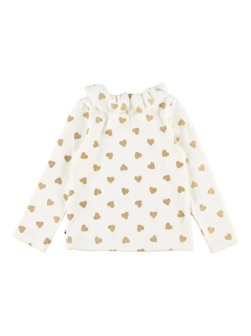 Petit Bateau Ruffled Heart-print Pyjama Set In White