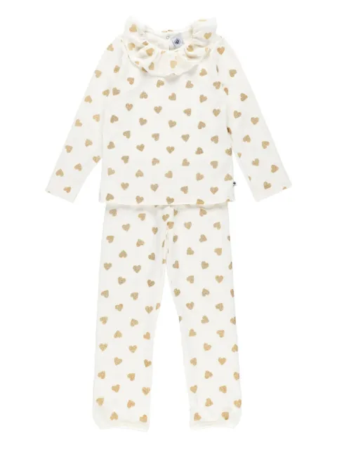 Petit Bateau ruffled heart-print pyjama set